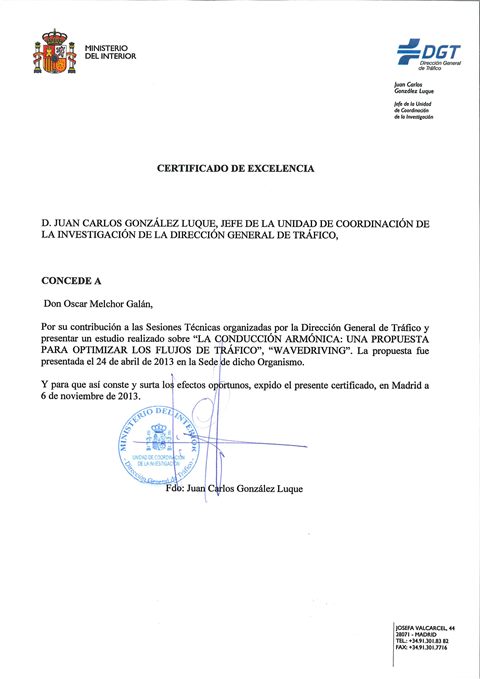DGT: Certificado de EXCELENCIA